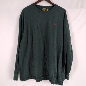 Polo Ralph Lauren Men's Green Long Sleeve Shirt Maroon Pony, XXL